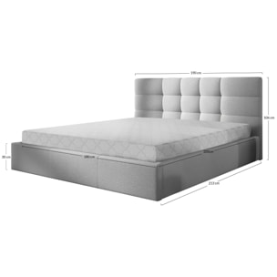 Mael - lit coffre - 180x200 - en tissu - sommier inclus - Gris Anthracite