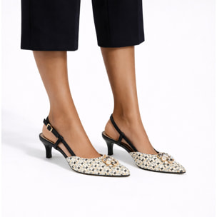 Decolletè con applicazione gioiello- tacco 4,5 cm