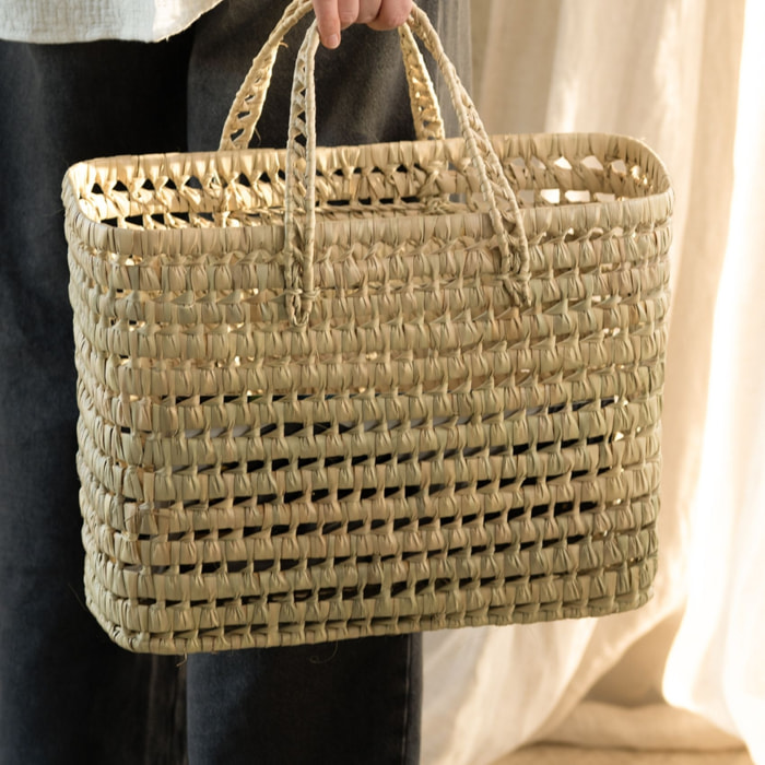 Panier cabas feuilles de palmier - Naturel