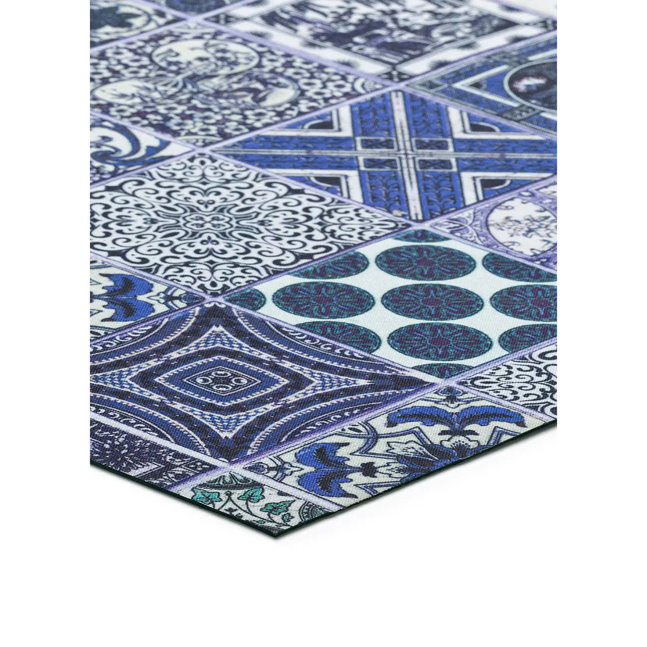 SPRINTY Alfombra vinílica de cocina diseños bohemios en azul, varias medidas disponibles.
