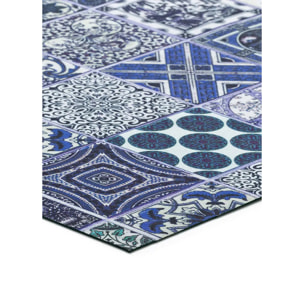 SPRINTY Alfombra vinílica de cocina diseños bohemios en azul, varias medidas disponibles.