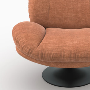 Fauteuil pivotant en tissu effet velours marron - Ricci