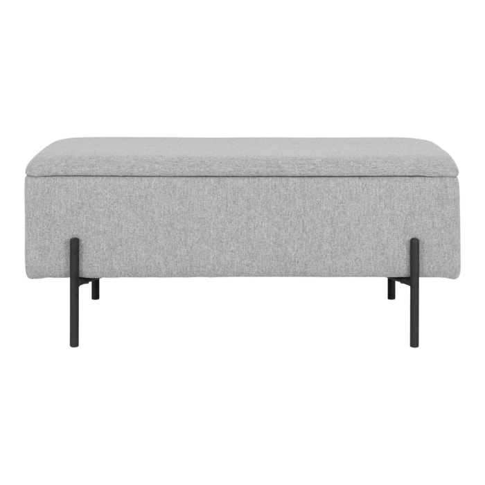 Panchina Watford con vano contenitore in grigio chiaro, 95 cm