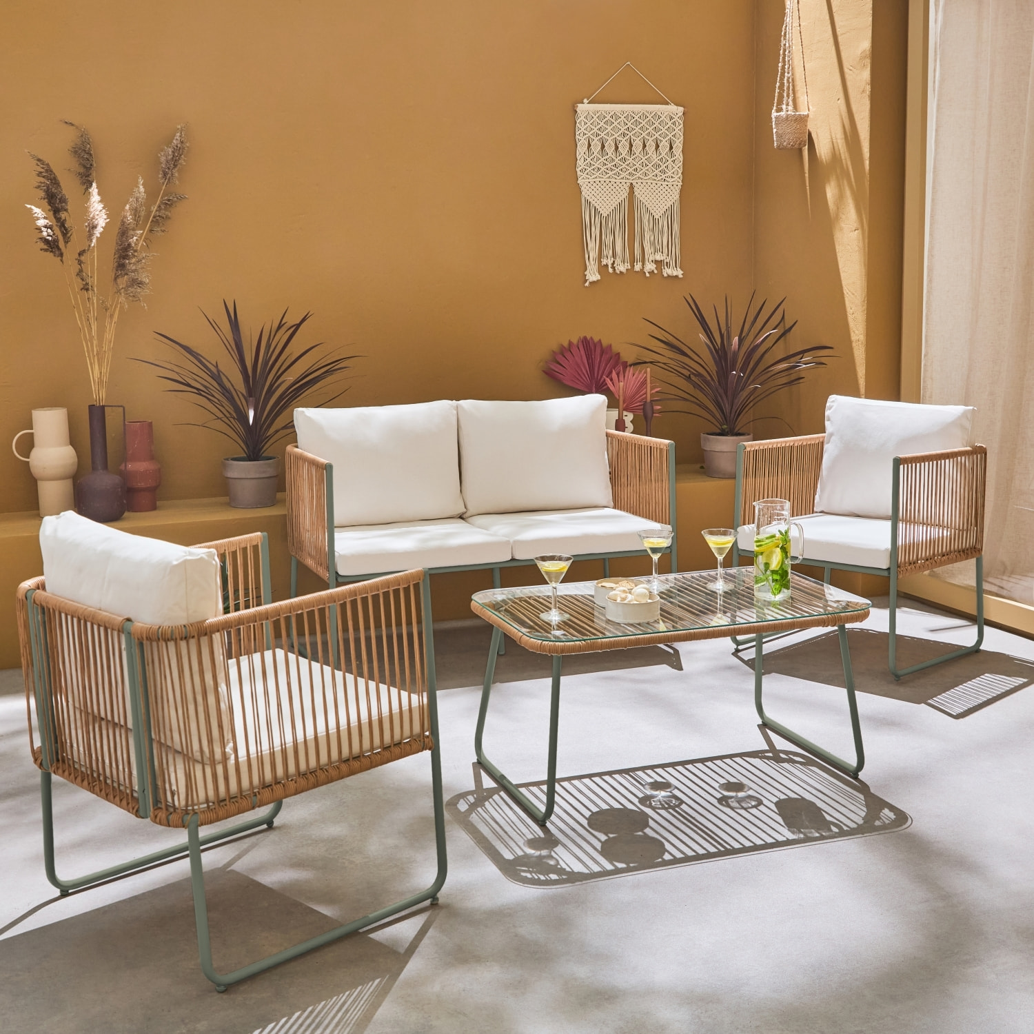 Salon de jardin acier galvanisé et cordage 4 places CESENA