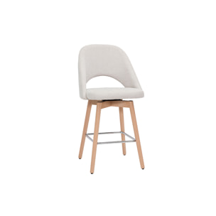 Tabourets de bar scandinaves tissu effet velours texturé beige et hévéa massif 65 cm (lot de 2) COSETTE