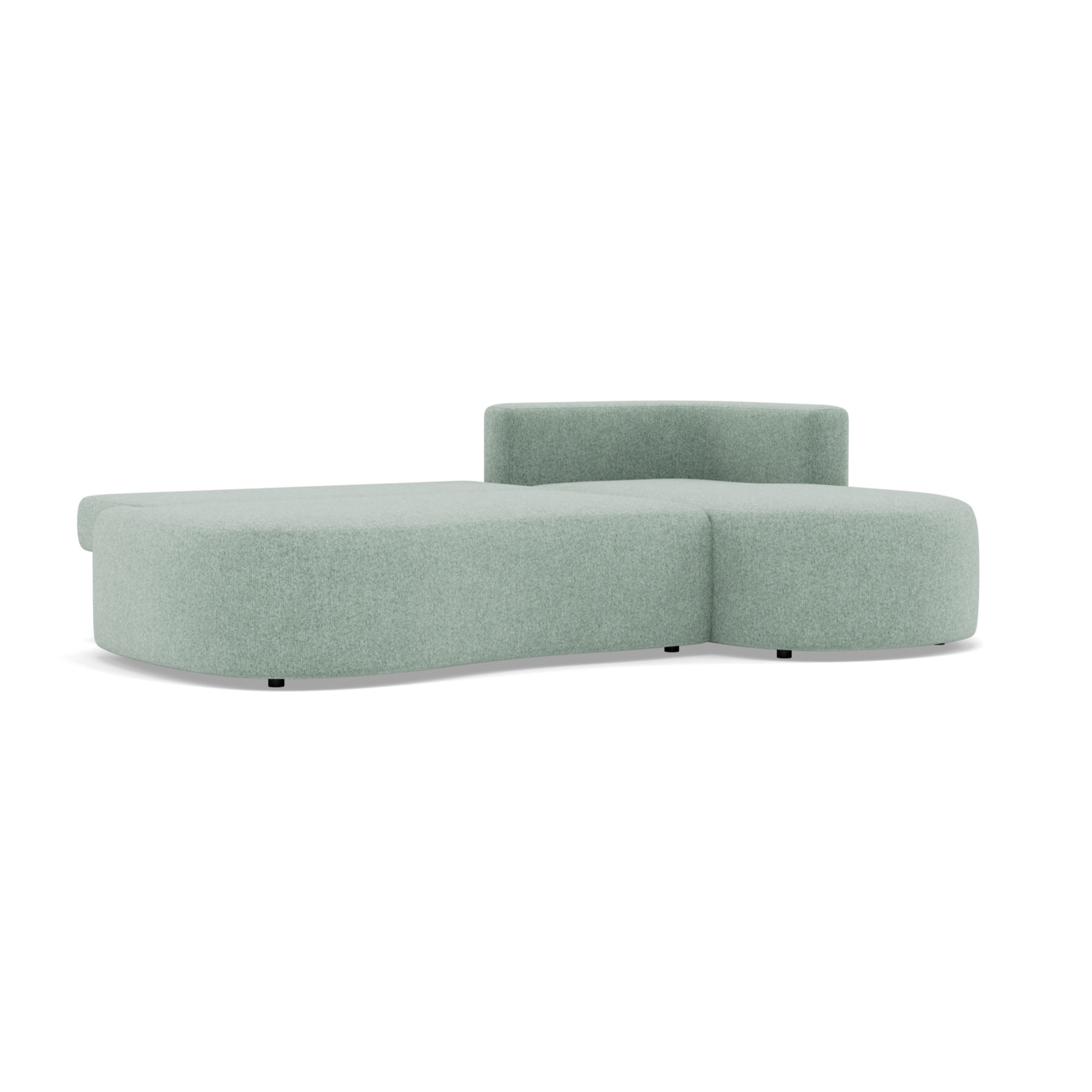 Mahina - canapé d'angle droit 4 places convertible avec coffre en tissu texturé - Bleu