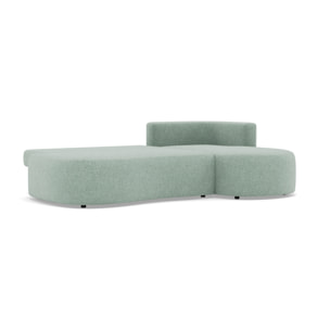 Mahina - canapé d'angle droit 4 places convertible avec coffre en tissu texturé - Bleu