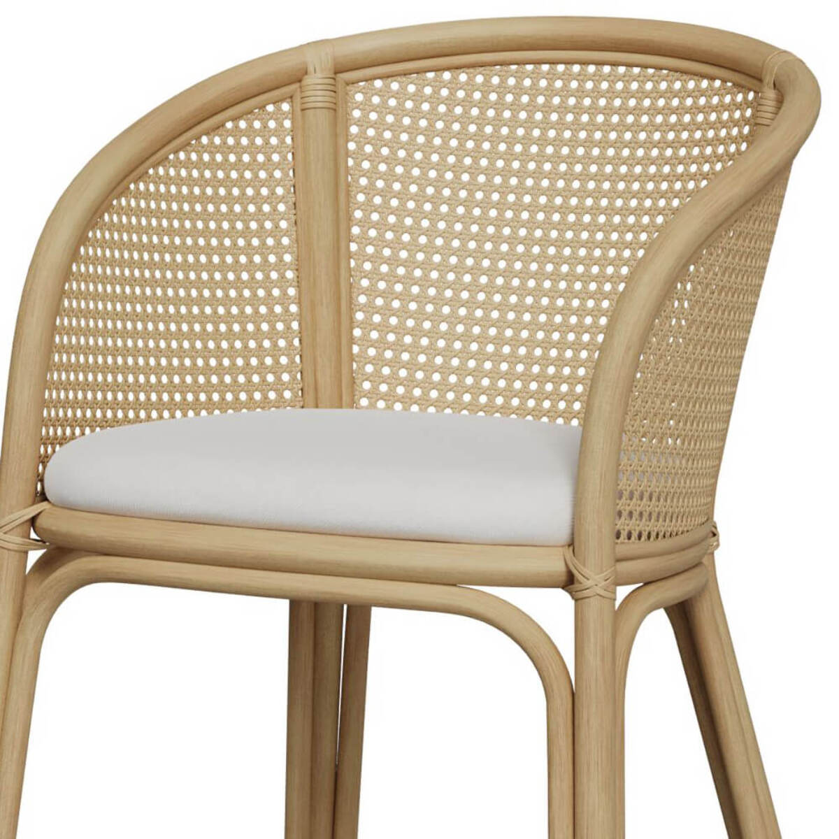 Chaise de bar Mélana en rotin et tissu crème 72 cm