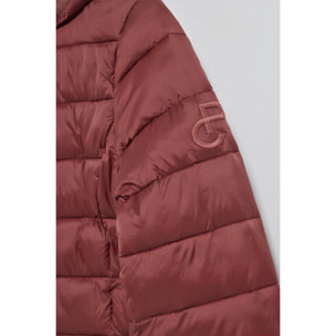 Giacca ultralight granato Cintia con cappuccio rimovibile e ricamo PC