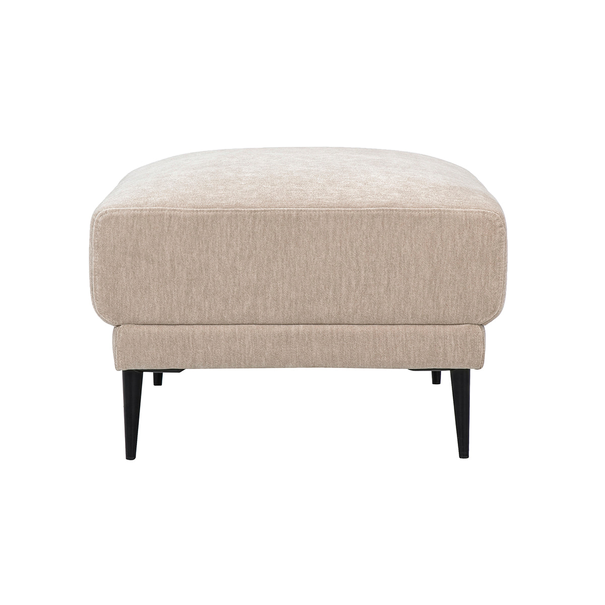 Pouf repose pieds en tissu effet velours taupe et métal noir JERRY