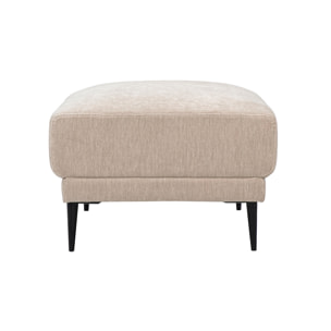 Pouf repose pieds en tissu effet velours taupe et métal noir JERRY