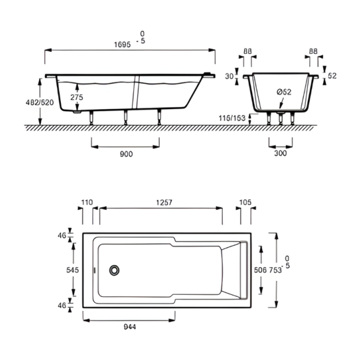 Baignoire bain douche Struktura compacte acrylique