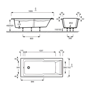 Baignoire bain douche Struktura compacte acrylique
