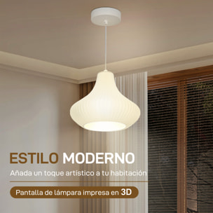 Lámpara Colgante Moderna Lámpara de Techo E27 con Pantalla de Impresión 3D Iluminación para Comedor Cocina Salón Bar Restaurante Blanco