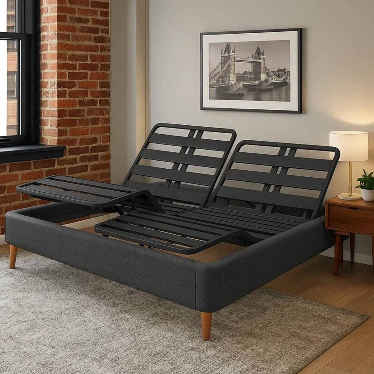 Lit électrique Ergoflex | Contour Bouclette | Gris clair