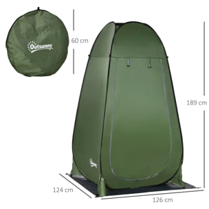 Tienda de Campaña Instantánea Pop-Up Tienda de Ducha Camping Portátil con Gancho Bolsillo Bolsa de Transporte y UV 20+ para Baño Vestuario Cambiador 126x124x189 cm Verde Oliva