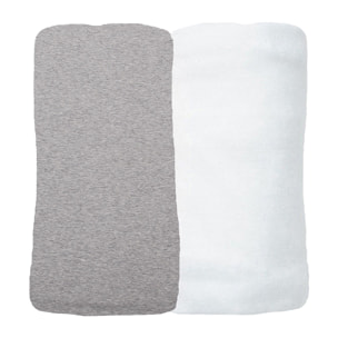 Lot de 2 Draps Housse 40x80 cm jersey Coton bio-Gris