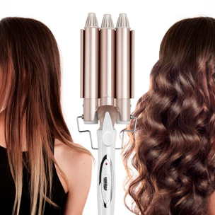 Moldeador de pelo de 3 tubos D02. Con 2 niveles de temperatura 170°C y 220°C