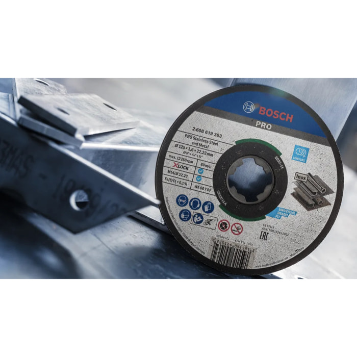 Disques à tronçonner X-Lock Métal/inox - Ø 125 x 1,6 mm - 10 pièces - BOSCH - 2608619364