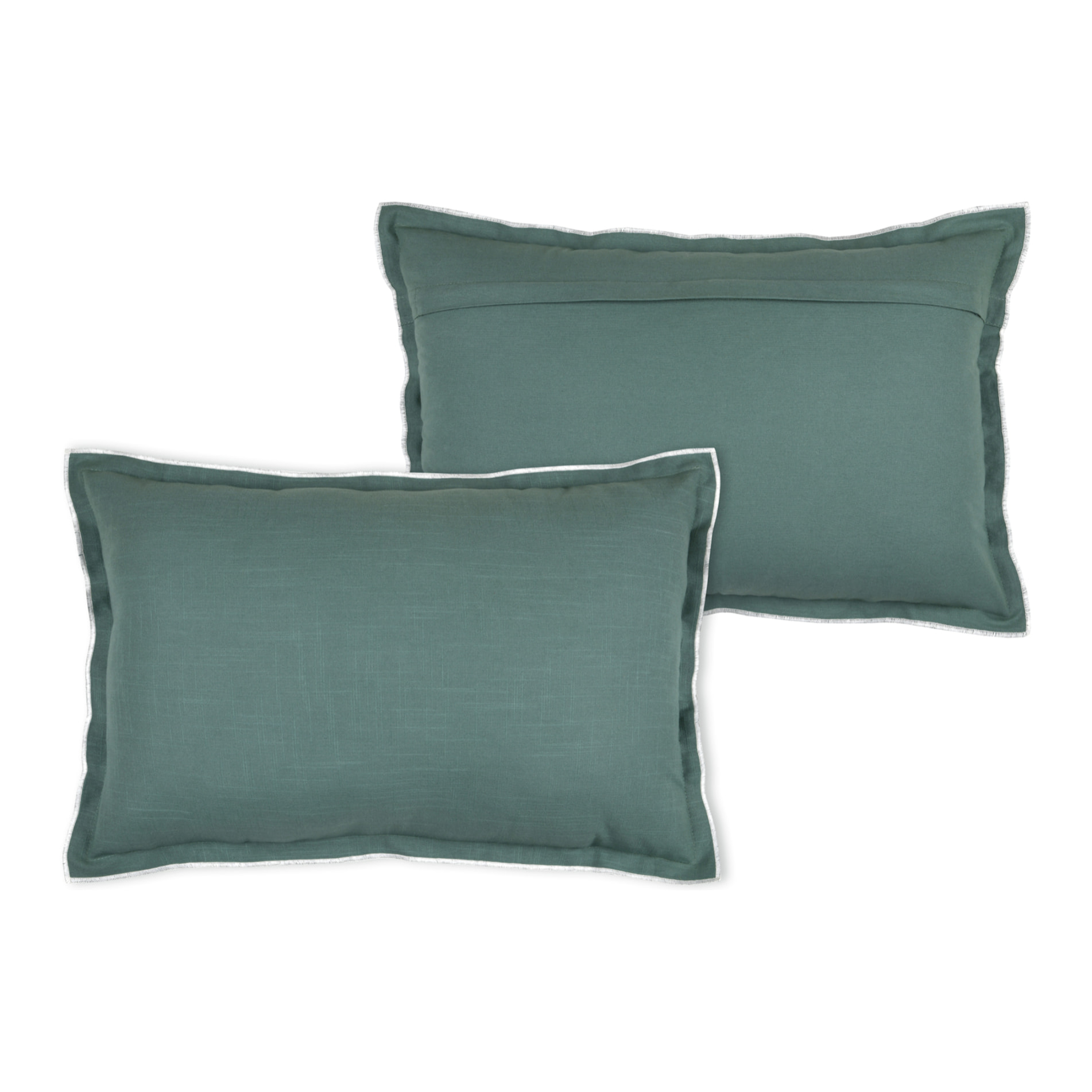 Coussin coton volant plat feston noir - Vert