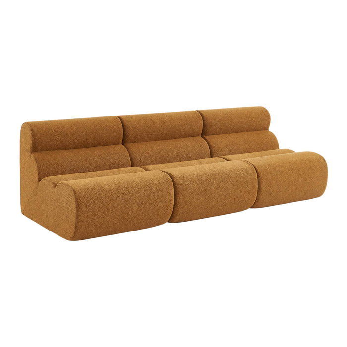 Lot de 3 chauffeuses bouclette texturée moutarde 1 place - L 81 x P 99 x H 75cm - Nova