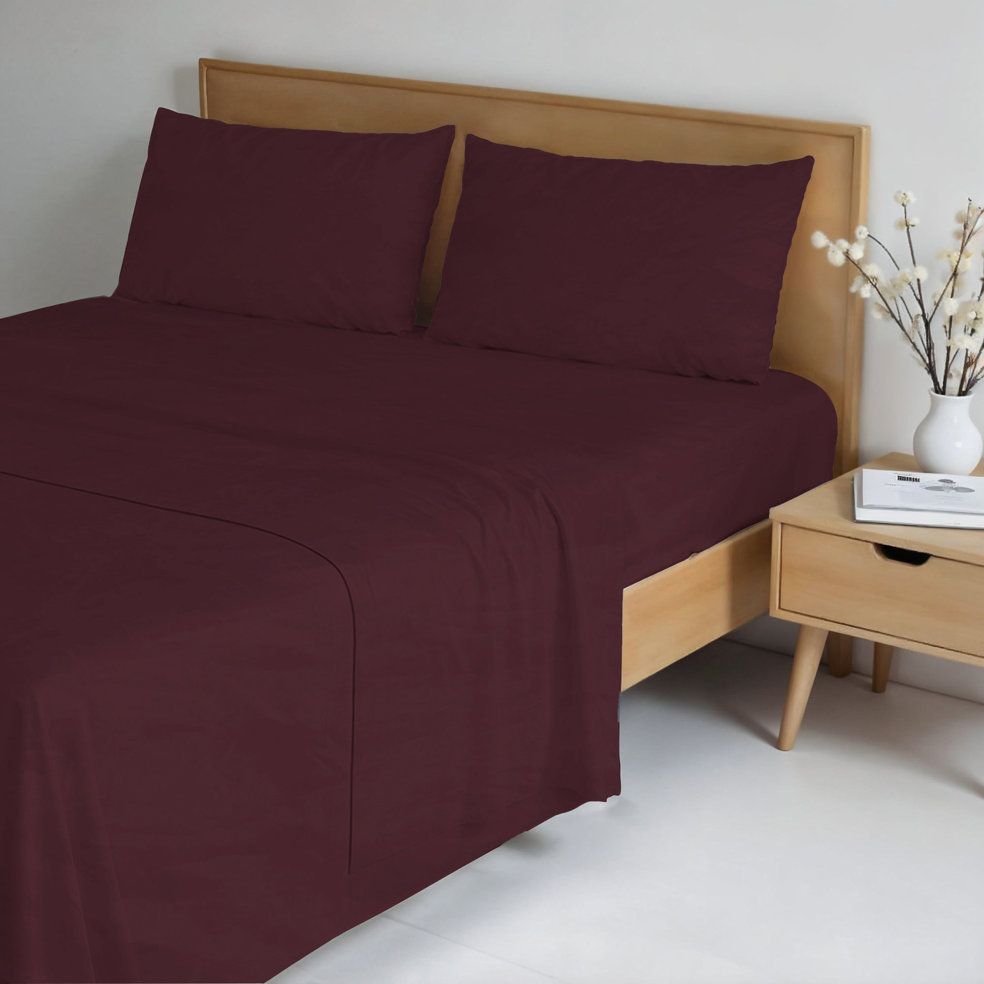 COMPLETO LETTO WATER WASHED, 100% Microfibra, No Stiro - BORDEAUX