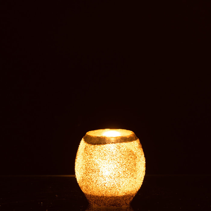 J-Line photophore Frosty Rond - verre - argent - small - 2 pcs