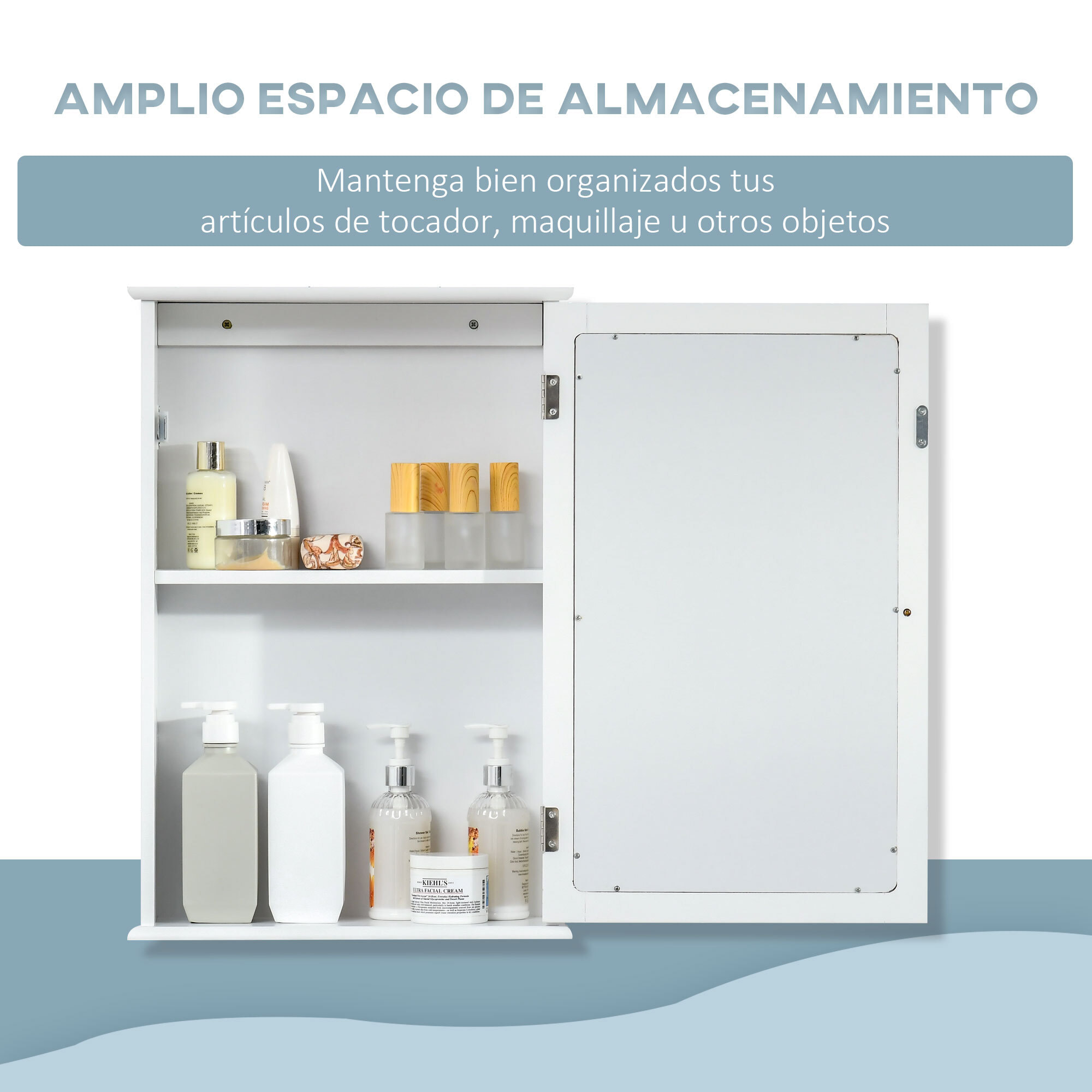 Armario de Baño con Espejo Armario con Espejo para Baño con 1 Estente de Almacenamiento Mueble para Baño Estilo Moderno 41x14x60 cm Blanco