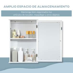 Armario de Baño con Espejo Armario con Espejo para Baño con 1 Estente de Almacenamiento Mueble para Baño Estilo Moderno 41x14x60 cm Blanco