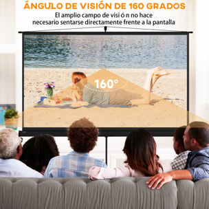 Pantalla de Proyector Manual con Soporte 100 Pulgadas Pantalla de Proyección Portátil Formato 16:9 con Altura Ajustable para Interior y Exterior Cine en Casa Patio 221x124 cm Negro