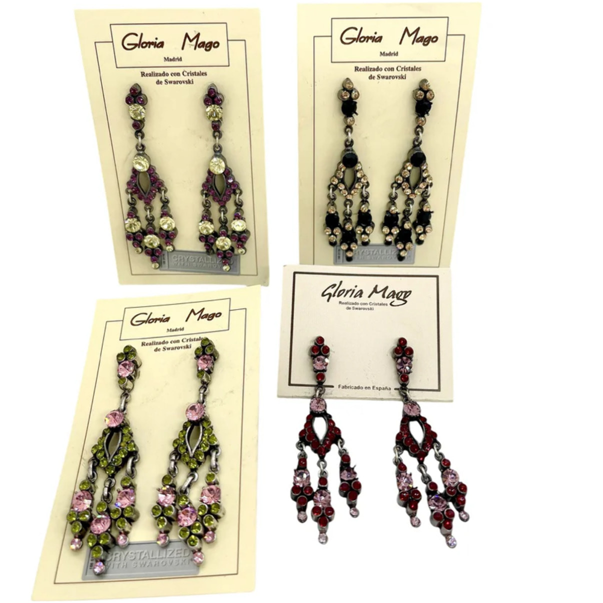 Pendiente largo multicristal Sw y plata 925 10µ T5