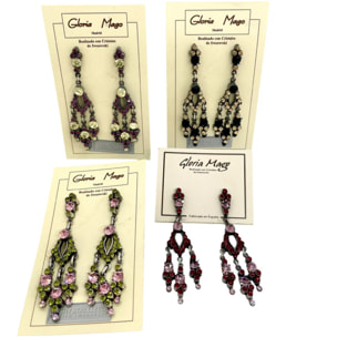 Pendiente largo multicristal Sw y plata 925 10µ T5