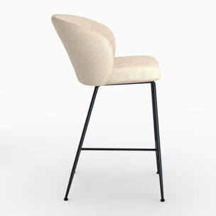 Chaise de bar en tissu bouclé beige 66 cm - Groom