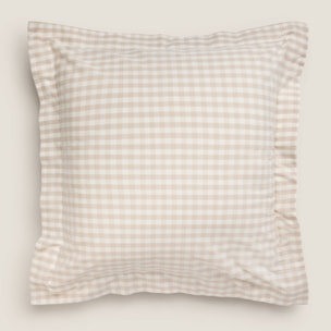 Funda cojín algodón cuadros Kimcuad color gris piedra