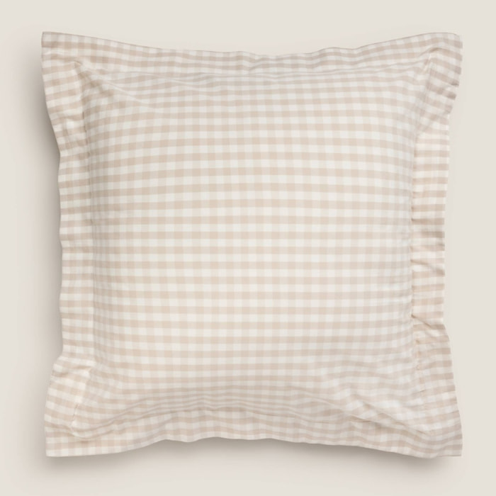 Funda cojín algodón cuadros Kimcuad color gris piedra