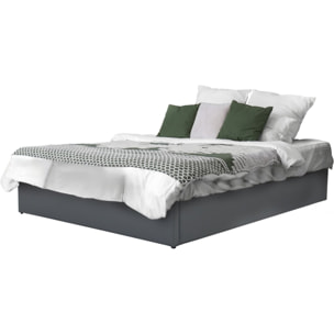 Lit double en PVC avec coffre "Ava" - 160 x 200 cm - Gris