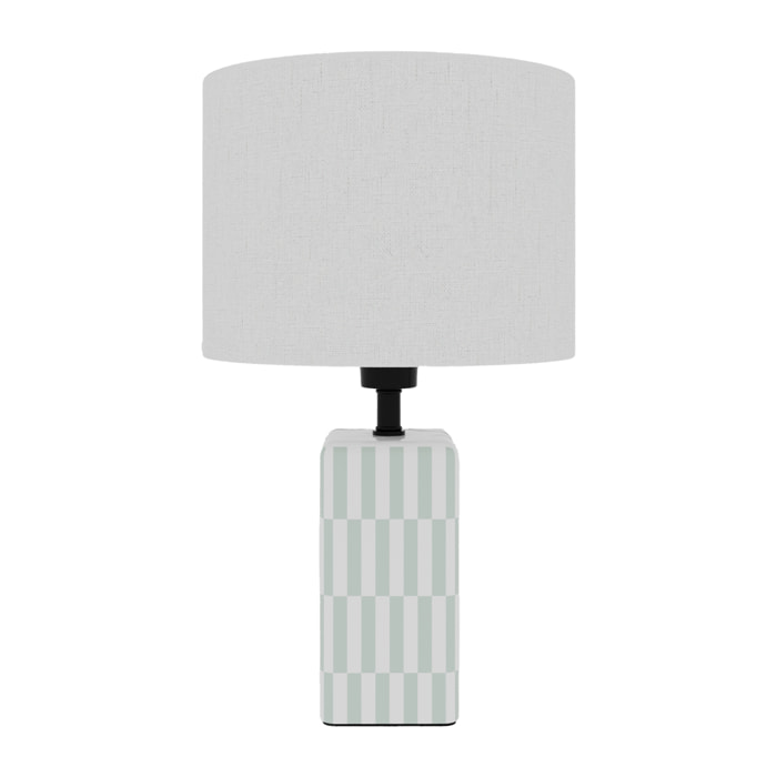 Lampe à poser Manet – céramique vert d’eau et lin naturel