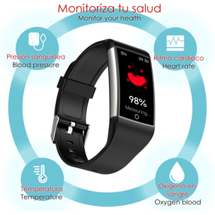 DAM Brazalete inteligente TK76. Terapia de moxibustión magnética. Monitor de ácido úrico, lípidos en sangre, grasa corporal, glucosa en sangre. 4,3x1,1x2,7 Cm. Color: Rojo