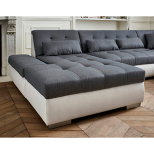 Vermont - canapé panoramique d'angle droit - 7 places - XXL - Blanc / Gris