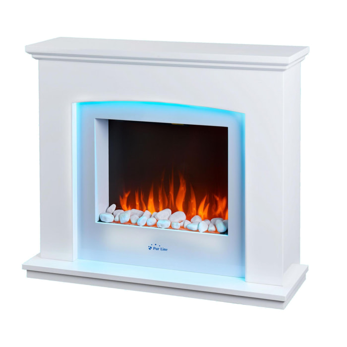 Cheminée électrique murale 2kW en acier laqué blanc