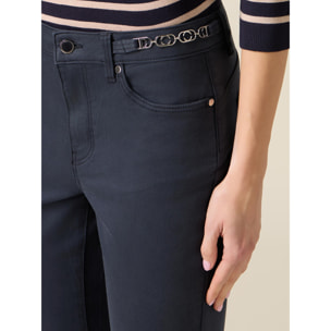 Oltre - Pantalones skinny con cadena metálica - Azul