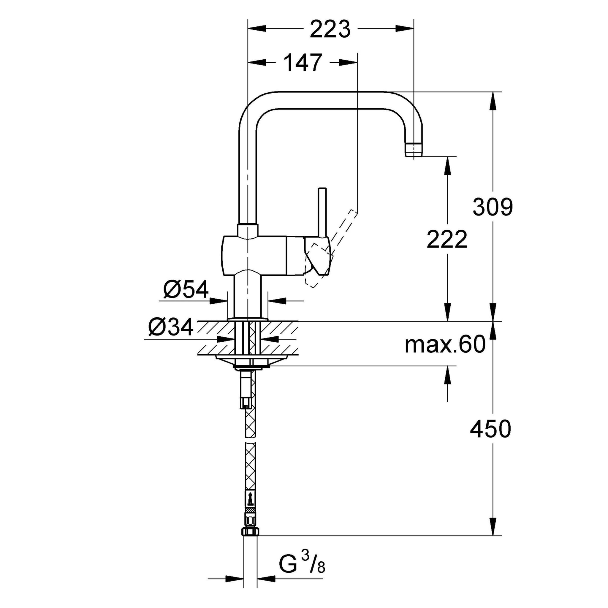 GROHE Mitigeur évier cuisine Minta bec U Phantom Black