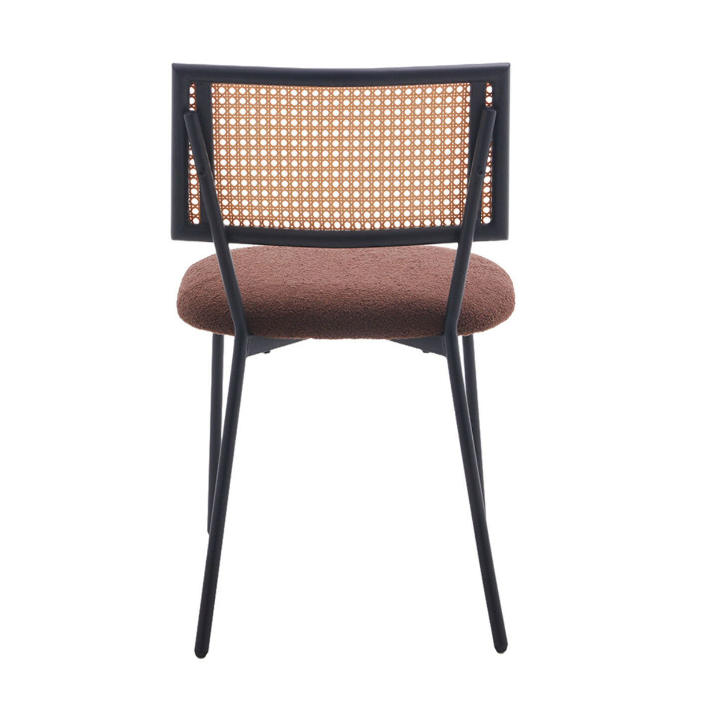 Luciano - lot de 2 chaises cannage - en tissu bouclette - Marron