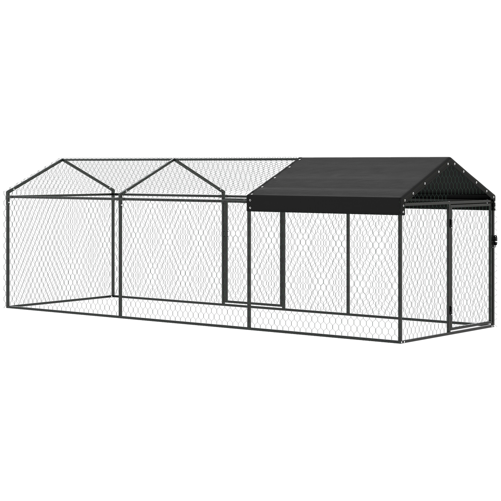 Enclos poulailler 2 portes espace couvert 3x1x1m vert noir
