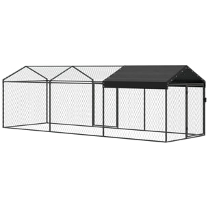 Enclos poulailler 2 portes espace couvert 3x1x1m vert noir