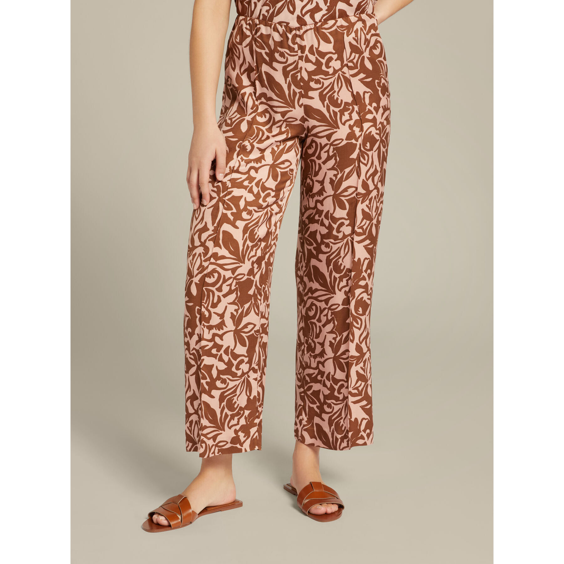 Elena Mirò - Pantalones estampados de viscosa ECOVERO™ - Marrón