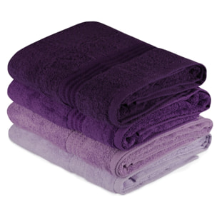 Juego de toallas de baño (4 piezas) lila ligera, lila, púrpura, morado oscuro