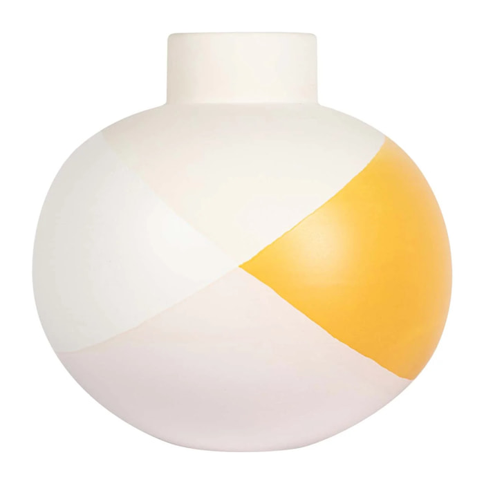 Florero Ceramica Beige Amarillo 22x22x23 Cm
