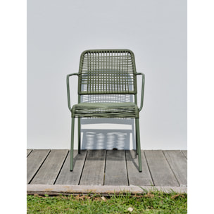 MARCEAU - Fauteuil de jardin empilable en corde et acier