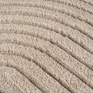 TURIN - Tapis rond moderne à motif arc en relief beige